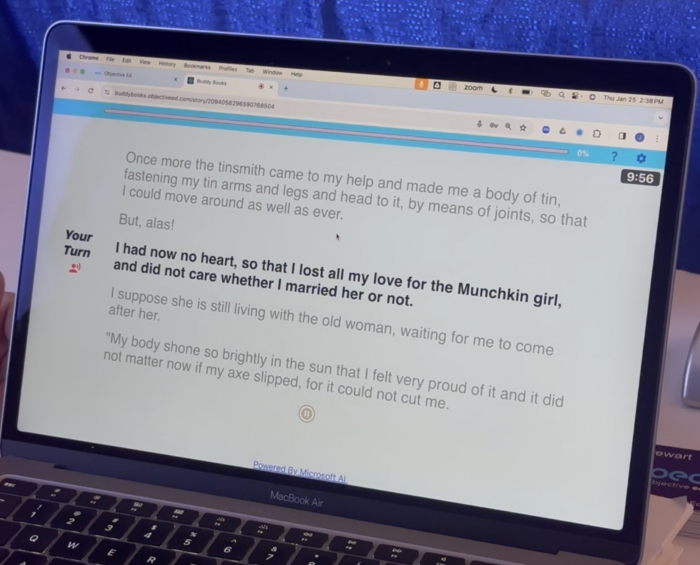 Screenshot of BuddyBooks being demonstrated on a Mac book computer